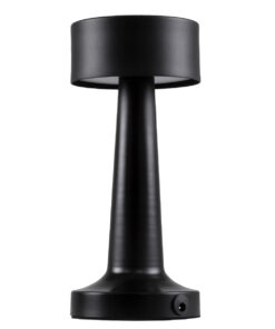 GloboStar® BELLA 76503 Επαναφορτιζόμενο Επιτραπέζιο Φωτιστικό Πορτατίφ LED 1.5W 105lm 120° DC 5V IP44 Θερμό Λευκό 2700K Dimmable Μαύρο Αλουμίνιο - Μ9 x Π9 x Υ21cm - 2 Xρόνια Εγγύηση
