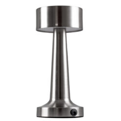 GloboStar® BELLA 76504 Επαναφορτιζόμενο Επιτραπέζιο Φωτιστικό Πορτατίφ LED 1.5W 105lm 120° DC 5V IP44 Θερμό Λευκό 2700K Dimmable Ασημί Αλουμίνιο - Μ9 x Π9 x Υ21cm - 2 Xρόνια Εγγύηση