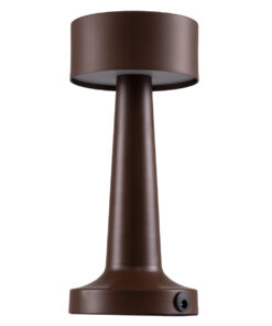 GloboStar® BELLA 76507 Επαναφορτιζόμενο Επιτραπέζιο Φωτιστικό Πορτατίφ LED 1.5W 105lm 120° DC 5V IP44 Θερμό Λευκό 2700K Dimmable Καφέ Αλουμίνιο - Μ9 x Π9 x Υ21cm - 2 Xρόνια Εγγύηση