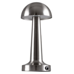 GloboStar® COCO 76510 Επαναφορτιζόμενο Επιτραπέζιο Φωτιστικό Πορτατίφ LED 1.5W 105lm 120° DC 5V IP44 Θερμό Λευκό 2700K Dimmable Ασημί Αλουμίνιο - Μ10 x Π10 x Υ22cm - 2 Xρόνια Εγγύηση