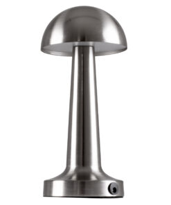 GloboStar® COCO 76510 Επαναφορτιζόμενο Επιτραπέζιο Φωτιστικό Πορτατίφ LED 1.5W 105lm 120° DC 5V IP44 Θερμό Λευκό 2700K Dimmable Ασημί Αλουμίνιο - Μ10 x Π10 x Υ22cm - 2 Xρόνια Εγγύηση