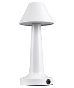 GloboStar® MOLLY 76514 Επαναφορτιζόμενο Επιτραπέζιο Φωτιστικό Πορτατίφ LED 1.5W 105lm 120° DC 5V IP44 Θερμό Λευκό 2700K Dimmable Λευκό Αλουμίνιο - Μ10 x Π10 x Υ23cm - 2 Xρόνια Εγγύηση