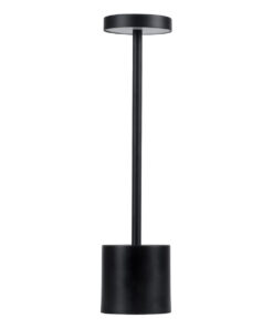 GloboStar® JOJO 76520 Επαναφορτιζόμενο Επιτραπέζιο Φωτιστικό Πορτατίφ LED 1.5W 105lm 120° DC 5V IP44 CCT Ultra Θερμό 1500K - Φυσικό Λευκό 4500K - Ψυχρό Λευκό 6000K Dimmable Μαύρο Αλουμίνιο - Μ8 x Π8 x Υ34cm - 2 Χρόνια Εγγύηση