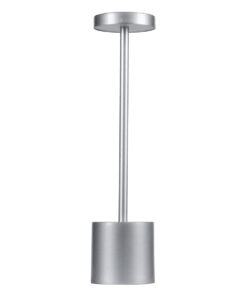 GloboStar® JOJO 76521 Επαναφορτιζόμενο Επιτραπέζιο Φωτιστικό Πορτατίφ LED 1.5W 105lm 120° DC 5V IP44 CCT Ultra Θερμό 1500K - Φυσικό Λευκό 4500K - Ψυχρό Λευκό 6000K Dimmable Ασημί Αλουμίνιο - Μ8 x Π8 x Υ34cm - 2 Χρόνια Εγγύηση