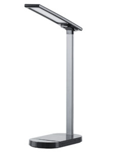 GLOBOSTAR® ONO 76530 Μοντέρνο Επιτραπέζιο Φωτιστικό Γραφείου με Ασύρματη Φόρτιση 10W 2A LED 5W 500lm 180° DC 5V με USB IP20 Ρυθμιζόμενο Λευκό CCT με Αφή 2700K/4500K/6000K Dimmable - Sanan SMD Chip - Μαύρο - Μ25 x Π10.5 x Υ35.5cm - 2 Χρόνια Εγγύηση
