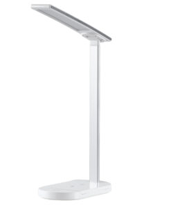 GLOBOSTAR® ONO 76531 Μοντέρνο Επιτραπέζιο Φωτιστικό Γραφείου με Ασύρματη Φόρτιση 10W 2A LED 5W 500lm 180° DC 5V με USB IP20 Ρυθμιζόμενο Λευκό CCT με Αφή 2700K/4500K/6000K Dimmable - Sanan SMD Chip - Λευκό - Μ25 x Π10.5 x Υ35.5cm - 2 Χρόνια Εγγύηση