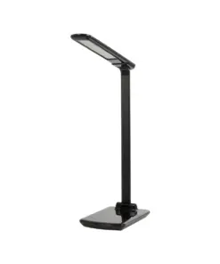 GLOBOSTAR® ONO 76533 Μοντέρνο Επιτραπέζιο Φωτιστικό Γραφείου με Ασύρματη Φόρτιση 10W 2A LED 3.5W 350lm 90° DC 5V με USB-C IP20 Ρυθμιζόμενο Λευκό CCT με Αφή 2700K/4500K/6000K Dimmable - Sanan SMD Chip - Μαύρο - Μ18 x Π12 x Υ36cm - 2 Χρόνια Εγγύηση