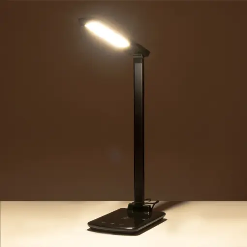 GLOBOSTAR® ONO 76533 Μοντέρνο Επιτραπέζιο Φωτιστικό Γραφείου με Ασύρματη Φόρτιση 10W 2A LED 3.5W 350lm 90° DC 5V με USB-C IP20 Ρυθμιζόμενο Λευκό CCT με Αφή 2700K/4500K/6000K Dimmable - Sanan SMD Chip - Μαύρο - Μ18 x Π12 x Υ36cm - 2 Χρόνια Εγγύηση - Image 15
