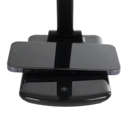 GLOBOSTAR® ONO 76533 Μοντέρνο Επιτραπέζιο Φωτιστικό Γραφείου με Ασύρματη Φόρτιση 10W 2A LED 3.5W 350lm 90° DC 5V με USB-C IP20 Ρυθμιζόμενο Λευκό CCT με Αφή 2700K/4500K/6000K Dimmable - Sanan SMD Chip - Μαύρο - Μ18 x Π12 x Υ36cm - 2 Χρόνια Εγγύηση - Image 9