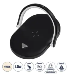 GloboStar® ECLIPSE 76558 Επιτραπέζιο Φωτιστικό Πορτατίφ LED 1.5W 1200lm 180° AC 220-240V IP20 Φυσικό Λευκό 4500K Dimmable Μαύρο Πλαστικό - Μ17 x Π13 x Υ10cm - 2 Xρόνια Εγγύηση