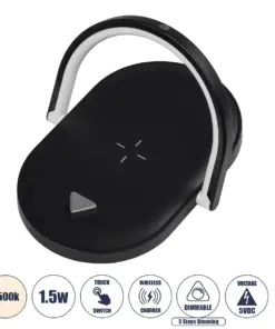 GloboStar® ECLIPSE 76558 Επιτραπέζιο Φωτιστικό Πορτατίφ LED 1.5W 1200lm 180° AC 220-240V IP20 Φυσικό Λευκό 4500K Dimmable Μαύρο Πλαστικό - Μ17 x Π13 x Υ10cm - 2 Xρόνια Εγγύηση