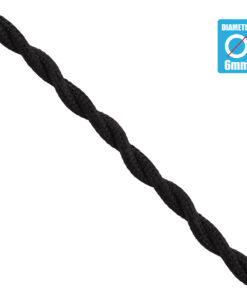 GloboStar® 77620 Πλεκτό Υφασμάτινο Καλώδιο 1m 2 x 0.75mm² Μαύρο