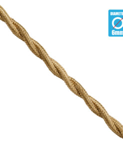 GloboStar® 77623 Πλεκτό Υφασμάτινο Καλώδιο 1m 2 x 0.75mm² Μπέζ Χρυσό