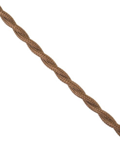 GloboStar® 77625 Πλεκτό Υφασμάτινο Καλώδιο 1m 2 x 0.75mm² Καφέ Ανοιχτό