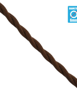 GLOBOSTAR® DECOCABLE 77626 Υφασμάτινο Στριφτό  Καλώδιο 2 x 0.75mm² IP20 - Καφέ - Μ100 x Π0.6 x Υ0.6cm