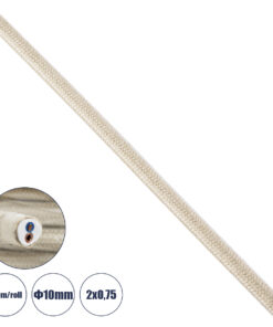 GloboStar® 77627 Στρογγυλό Υφασμάτινο Καλώδιο 1m 2 x 0.75mm² Μπεζ