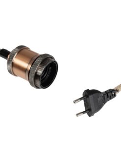 GLOBOSTAR® WHIP 77662 Μοντέρνο DIY Φωτιστικό με Υφασμάτινο Καλώδιο, Ντουί 1 x E27, Διακόπτη On/Off & Πρίζα AC 220-240V IP20 – Μπεζ & Χάλκινο – Μ150 x Π4 x Υ4cm