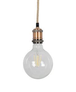 GLOBOSTAR® WHIP 77662 Μοντέρνο DIY Φωτιστικό με Υφασμάτινο Καλώδιο, Ντουί 1 x E27, Διακόπτη On/Off & Πρίζα AC 220-240V IP20 – Μπεζ & Χάλκινο – Μ150 x Π4 x Υ4cm