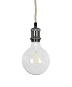GLOBOSTAR® WHIP 77663 Μοντέρνο DIY Φωτιστικό με Υφασμάτινο Καλώδιο, Ντουί 1 x E27, Διακόπτη On/Off & Πρίζα AC 220-240V IP20 – Μπεζ & Μαύρο Νίκελ – Μ150 x Π4 x Υ4cm