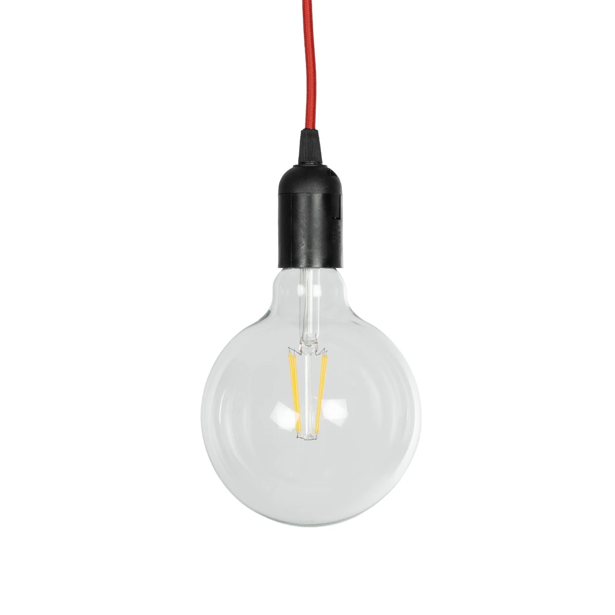 GLOBOSTAR® WHIP 77666 Μοντέρνο DIY Φωτιστικό με Υφασμάτινο Καλώδιο, Ντουί 1 x E27, Διακόπτη On/Off & Πρίζα AC 220-240V IP20 - Κόκκινο & Μαύρο - Μ150 x Π4 x Υ4cm - Image 4