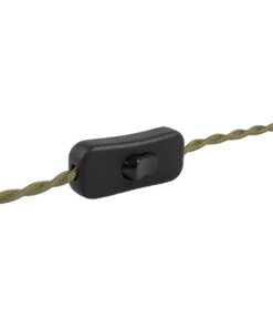 GLOBOSTAR® WHIP 77667 Μοντέρνο DIY Φωτιστικό με Πλεκτό Καλώδιο, Ντουί 1 x E27, Διακόπτη On/Off & Πρίζα AC 220-240V IP20 – Χακί & Μαύρο – Μ150 x Π5.8 x Υ5.8cm