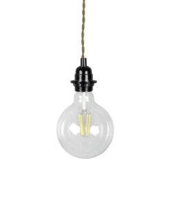 GLOBOSTAR® WHIP 77667 Μοντέρνο DIY Φωτιστικό με Πλεκτό Καλώδιο, Ντουί 1 x E27, Διακόπτη On/Off & Πρίζα AC 220-240V IP20 – Χακί & Μαύρο – Μ150 x Π5.8 x Υ5.8cm