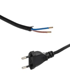 GLOBOSTAR® WHIP 77669 Μοντέρνο DIY Υφασμάτινο Καλώδιο με Διακόπτη On/Off AC 220-240V IP20 – Μαύρο – Μ140 x Π2.7 x Υ1.9cm