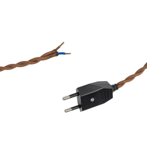 GLOBOSTAR® WHIP 77673 Μοντέρνο DIY Πλεκτό Καλώδιο με Διακόπτη On/Off AC 220-240V IP20 – Καφέ & Μαύρο – Μ140 x Π2.7 x Υ1.9cm
