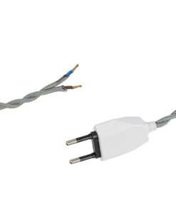 GLOBOSTAR® WHIP 77674 Μοντέρνο DIY Πλεκτό Καλώδιο με Διακόπτη On/Off AC 220-240V IP20 – Γκρι & Λευκό – Μ140 x Π2.7 x Υ1.9cm