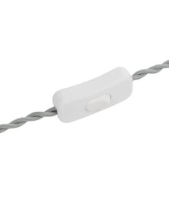 GLOBOSTAR® WHIP 77674 Μοντέρνο DIY Πλεκτό Καλώδιο με Διακόπτη On/Off AC 220-240V IP20 – Γκρι & Λευκό – Μ140 x Π2.7 x Υ1.9cm