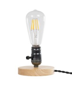 GLOBOSTAR® NOX 77700 Μοντέρνο Επιτραπέζιο Φωτιστικό Πορτατίφ με Ντουί 1 x E27 AC 220-240V IP20 – Μπεζ & Μαύρο – Μ12 x Π12 x Υ9cm