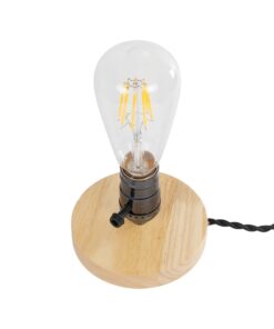 GLOBOSTAR® NOX 77700 Μοντέρνο Επιτραπέζιο Φωτιστικό Πορτατίφ με Ντουί 1 x E27 AC 220-240V IP20 – Μπεζ & Μαύρο – Μ12 x Π12 x Υ9cm