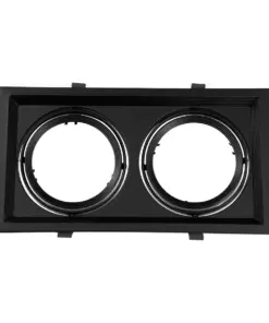 GLOBOSTAR® VITA 77855 Χωνευτή Κινούμενη Βάση για 2 x Σποτ AR111 για Ντουί GU10/GU5.3 IP20 - Μαύρο Ματ - Μ33.5 x Π18 x Υ5.5cm / Q32.5 x 17cm