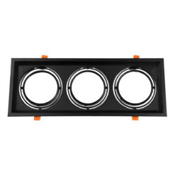 GLOBOSTAR® VITA 77857 Χωνευτή Κινούμενη Βάση για 3 x Σποτ AR111 για Ντουί GU10/GU5.3 IP20 - Μαύρο Ματ - Μ48.7 x Π18 x Υ5.5cm / Q47.5 x 17cm