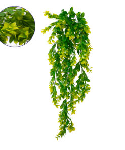 GLOBOSTAR® MYRTLE 78059 Τεχνητό Κρεμαστό Φυτό Μυρτιά - Πράσινο & Κίτρινο - Μ30 x Π10 x Υ80cm
