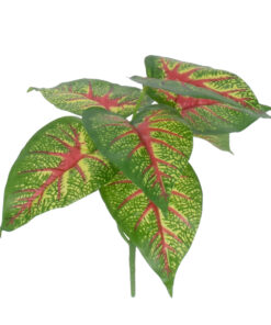 GloboStar® CALADIUM 78218 Τεχνητό Φυτό Καλάδιο - Μπουκέτο Διακοσμητικών Φυτών - Κλαδιών με Φύλλωμα Πράσινο - Κίτρινο - Κόκκινο Υ23cm