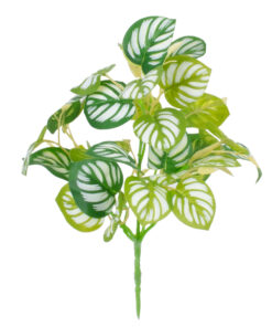 GloboStar® PEPEROMIA L.GREEN 78220 Τεχνητό Φυτό Πεπερόμια Αν.Πρ. - Μπουκέτο Διακοσμητικών Φυτών - Κλαδιών με Φύλλωμα Πράσινο - Κίτρινο - Λευκό Υ28cm
