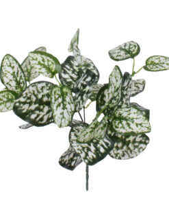 GloboStar® POLKA DOT PLANT 78259 Τεχνητό Φυτό Πόλκα - Μπουκέτο Διακοσμητικών Φυτών - Κλαδιών με Φύλλωμα Πράσινο - Λευκό Υ33cm