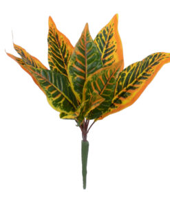 GloboStar® ORANGE CROTON 78260 Τεχνητό Φυτό Κρότωνας Πορτ. - Μπουκέτο Διακοσμητικών Φυτών - Κλαδιών με Φύλλωμα Πράσινο - Πορτοκαλί Υ34cm