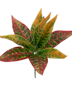 GloboStar® RED AGLAONEMA 78275 Τεχνητό Φυτό Αγλαόνημα Κοκκ. - Μπουκέτο Διακοσμητικών Φυτών - Κλαδιών με Φύλλωμα Πράσινο - Πορτοκαλί - Κόκκινο Υ27cm