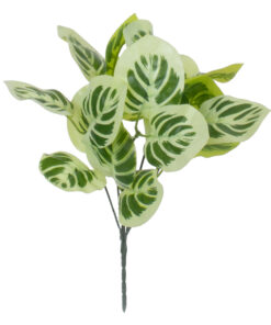 GloboStar® WHITE PEPEROMIA 78276 Τεχνητό Φυτό Πεπερόμια Λευκή - Μπουκέτο Διακοσμητικών Φυτών - Κλαδιών με Φύλλωμα Πράσινο - Λευκό Υ33cm