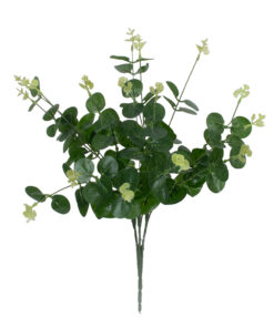 GloboStar® EUCALYPTUS 78295 Τεχνητό Φυτό Ευκάλυπτος - Μπουκέτο Διακοσμητικών Φυτών - Κλαδιών με Φύλλωμα Πράσινο - Λευκό Υ45cm
