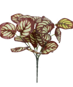 GloboStar® RED PEPEROMIA 78297 Τεχνητό Φυτό Πεπερόμια Κοκκ. - Μπουκέτο Διακοσμητικών Φυτών - Κλαδιών με Φύλλωμα Κόκκινο - Λευκό Υ30cm