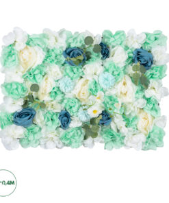 GloboStar® Artificial Garden ROSES STORY BLUE 78334 Τεχνητό Διακοσμητικό Πάνελ Λουλουδιών - Κάθετος Κήπος σύνθεση Αμβροσία Μ60 x Π40 x Υ6cm