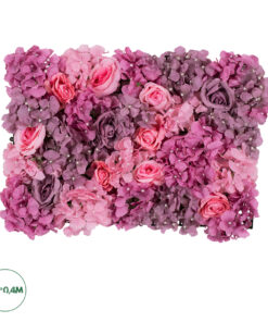 GloboStar® Artificial Garden ROSES STORY PURPLE 78336 Τεχνητό Διακοσμητικό Πάνελ Λουλουδιών - Κάθετος Κήπος σύνθεση Αμβροσία Μ60 x Π40 x Υ6cm