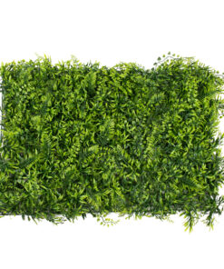 GLOBOSTAR® FERN 78405 Τεχνητό Πάνελ Φυλλωσιάς / Κάθετος Κήπος Νάνος Φτέρη, Νάνος Κισσός & Δανάη - Πράσινο - Μ60 x Π40 x Υ8cm
