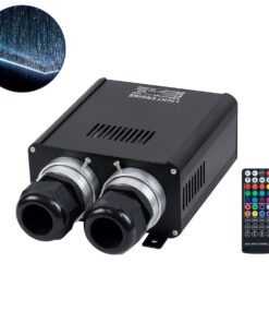 GloboStar® 78566 Μηχανή Οπτικής Ίνας Διπλής Κεφαλής - Fiber Optic Light Machine Double Head LED 45W AC 220-240V με Ασύρματο Χειριστήριο RF 2.4Ghz Μ16 x Π26 x Υ8.5cm RGB - 2 Years Warranty