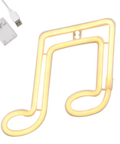 GloboStar® 78568 Φωτιστικό Ταμπέλα Φωτεινή Επιγραφή NEON LED Σήμανσης MUSIC NOTE 5W με Καλώδιο Τροφοδοσίας USB - Μπαταρίας 3xAAA (Δεν Περιλαμβάνονται) - Θερμό Λευκό 2700K