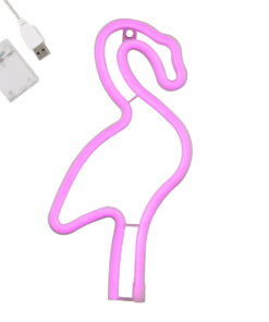 GloboStar® 78573 Φωτιστικό Ταμπέλα Φωτεινή Επιγραφή NEON LED Σήμανσης FLAMINGO 5W με Καλώδιο Τροφοδοσίας USB - Μπαταρίας 3xAAA (Δεν Περιλαμβάνονται) - Ροζ