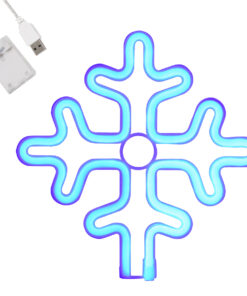 GloboStar® 78580 Φωτιστικό Ταμπέλα Φωτεινή Επιγραφή NEON LED Σήμανσης SNOWFLAKE 5W με Καλώδιο Τροφοδοσίας USB - Μπαταρίας 3xAAA (Δεν Περιλαμβάνονται) - Γαλάζιο